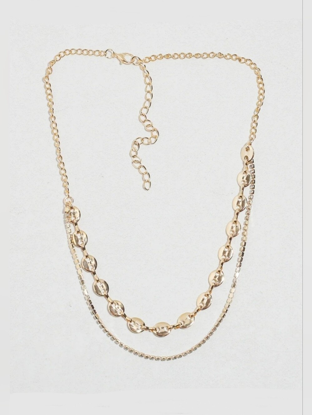 Gold Layered Rhinestone Statement Necklace - Women's Jewelry BNIB